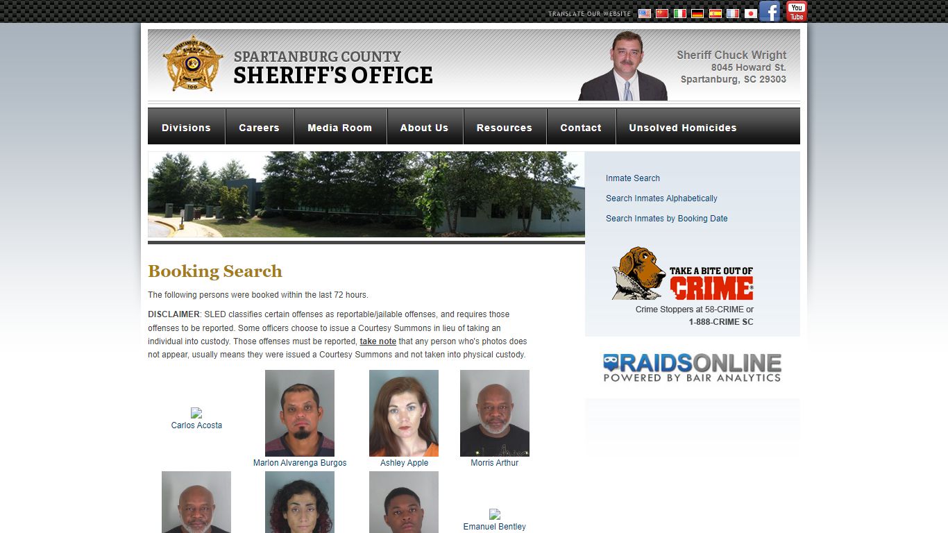 Booking Search : Spartanburg Sheriff