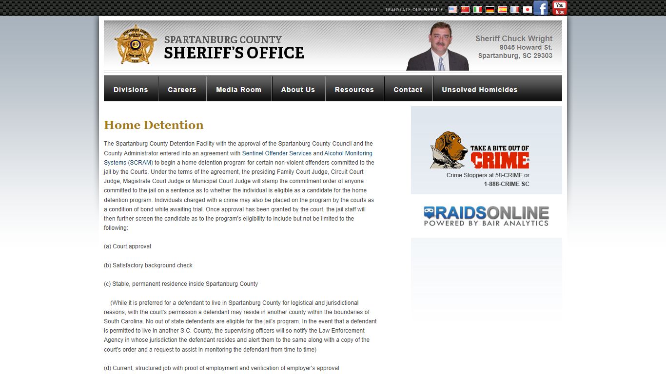 Home Detention : Spartanburg Sheriff