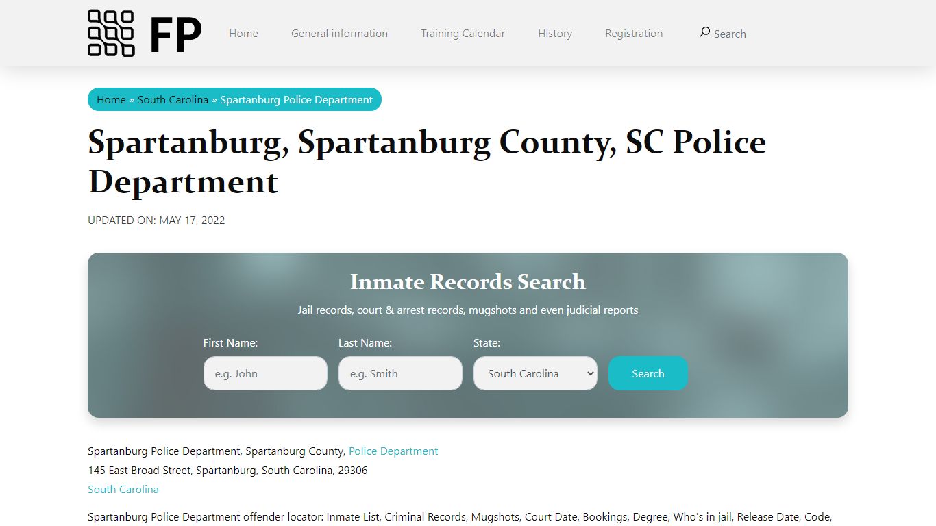 Spartanburg, SC Police - City Jail Inmates, Arrests